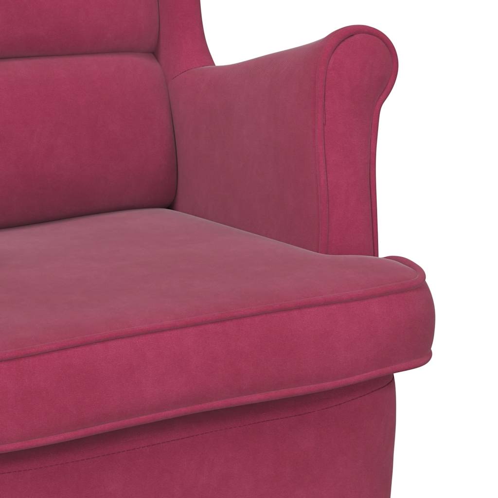 Sedia a dondolo con schienale alto in velluto rosso vino | homemem39