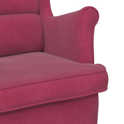 Sedia a dondolo con schienale alto in velluto rosso vino | homemem39