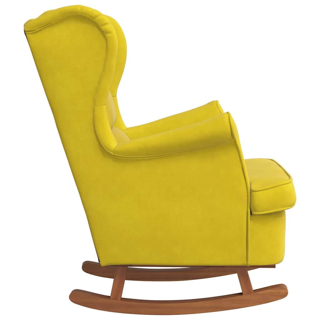 Sedia a dondolo con schienale alto in velluto giallo | homemem39