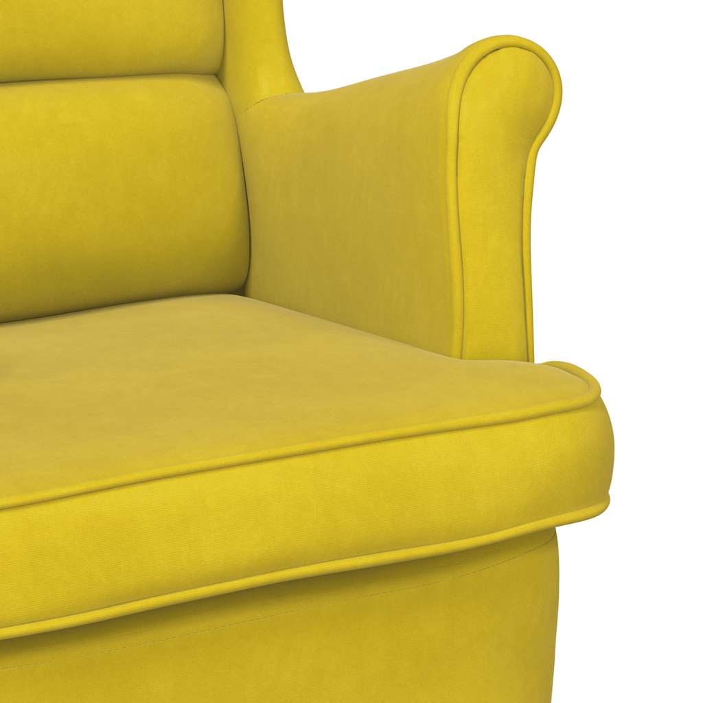 Sedia a dondolo con schienale alto in velluto giallo | homemem39