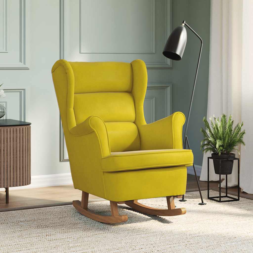 Sedia a dondolo con schienale alto in velluto giallo | homemem39