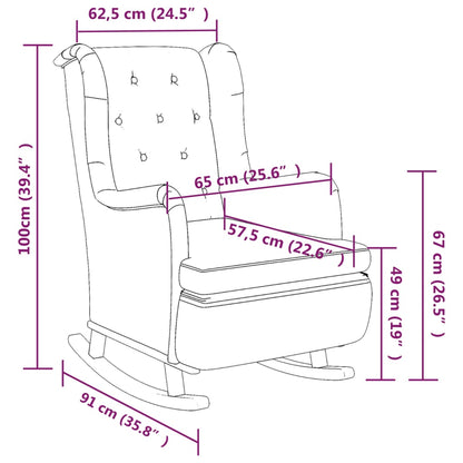 Poltrona Gambe a Dondolo Legno di Hevea Grigio Chiaro Tessuto - homemem39