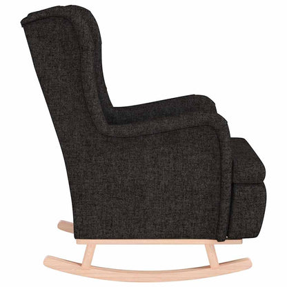 Poltrona Gambe a Dondolo in Legno di Hevea Nera in Tessuto