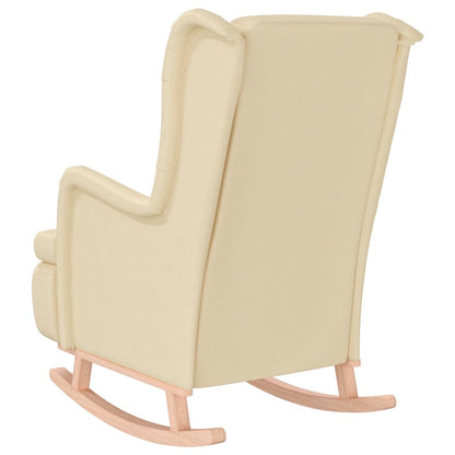Poltrona Gambe a Dondolo in Legno di Hevea Crema in Tessuto | homemem39