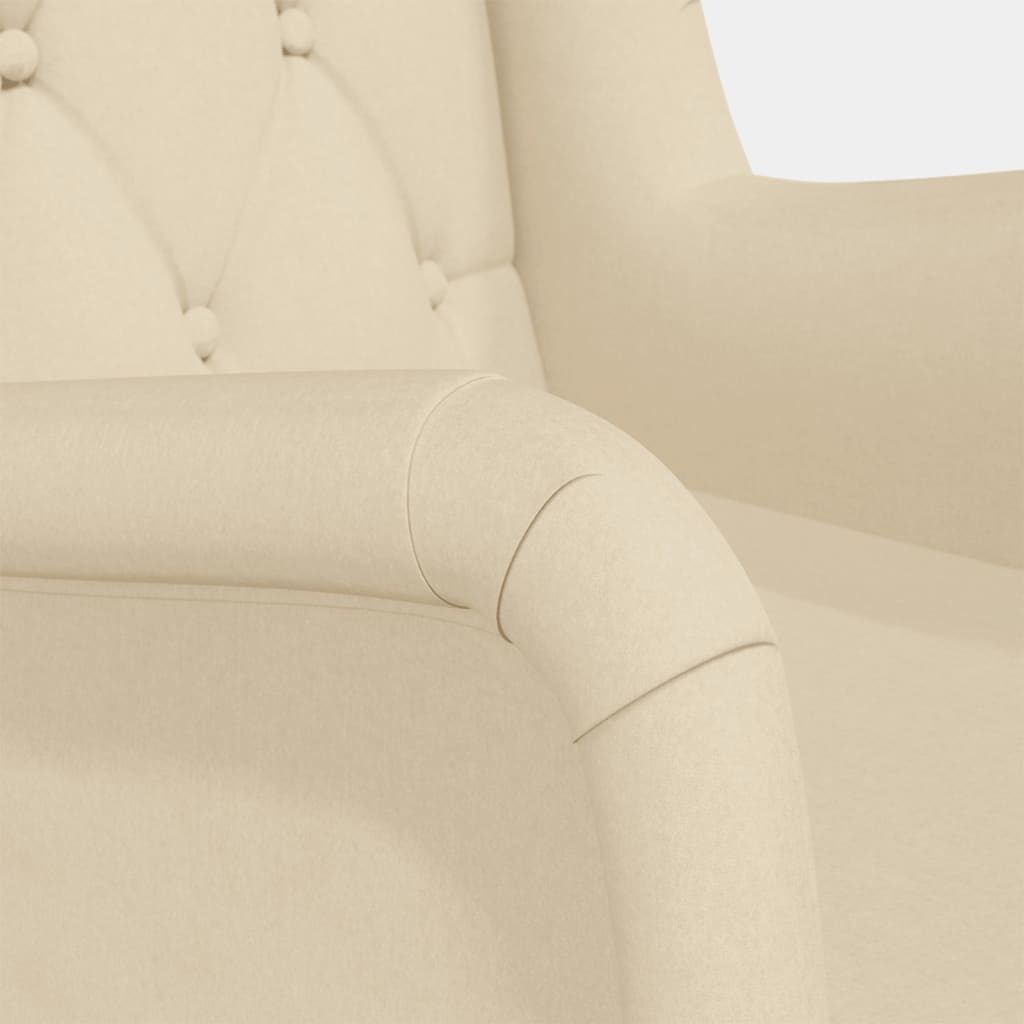 Poltrona Gambe a Dondolo in Legno di Hevea Crema in Tessuto | homemem39