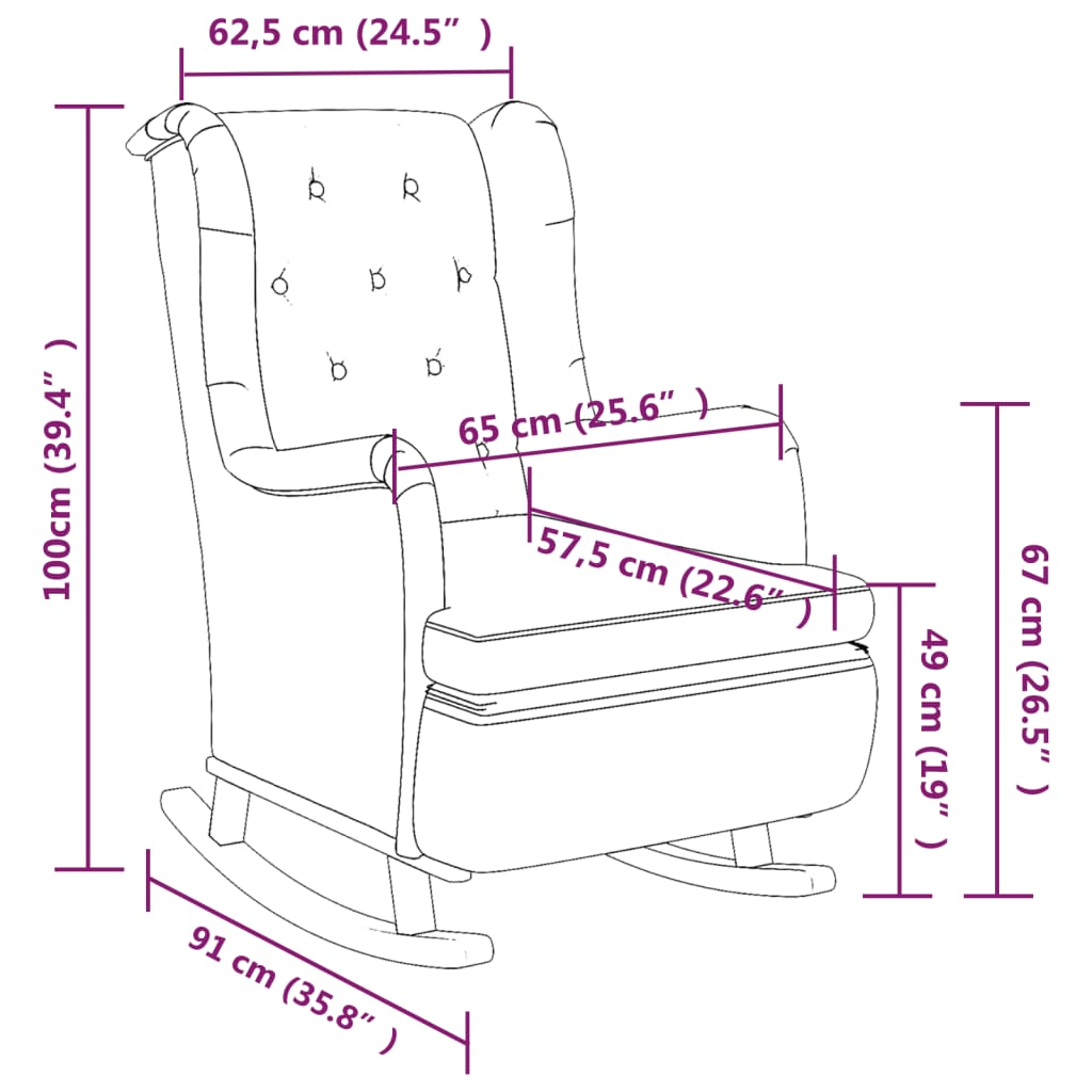 Poltrona Gambe a Dondolo in Legno di Hevea Crema in Tessuto | homemem39