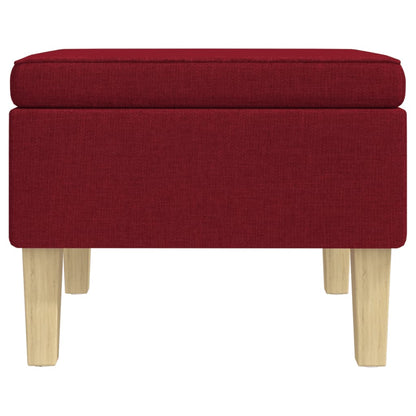 Poggiapiedi con Gambe in Legno Rosso Vino in Tessuto - homemem39