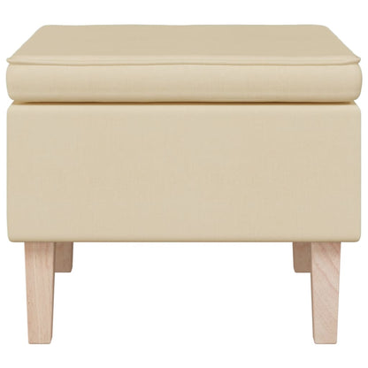 Poggiapiedi con Gambe in Legno Crema in Tessuto - homemem39