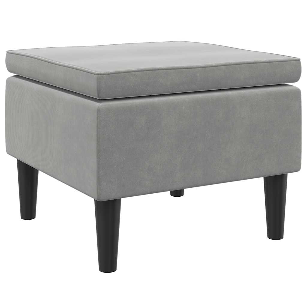 Sgabello con Gambe in Legno Grigio Chiaro Velluto