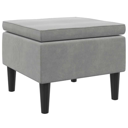 Sgabello con Gambe in Legno Grigio Chiaro Velluto
