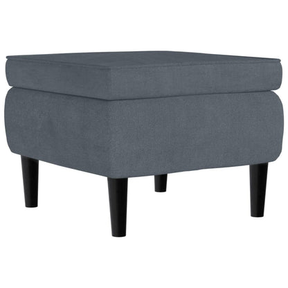 Poggiapiedi con Gambe in Legno Grigio Scuro in Velluto - homemem39