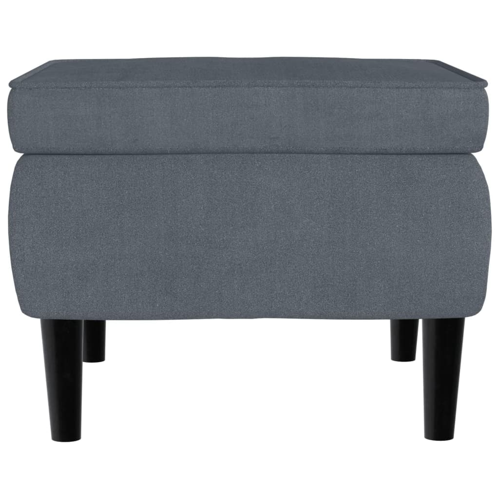 Poggiapiedi con Gambe in Legno Grigio Scuro in Velluto - homemem39