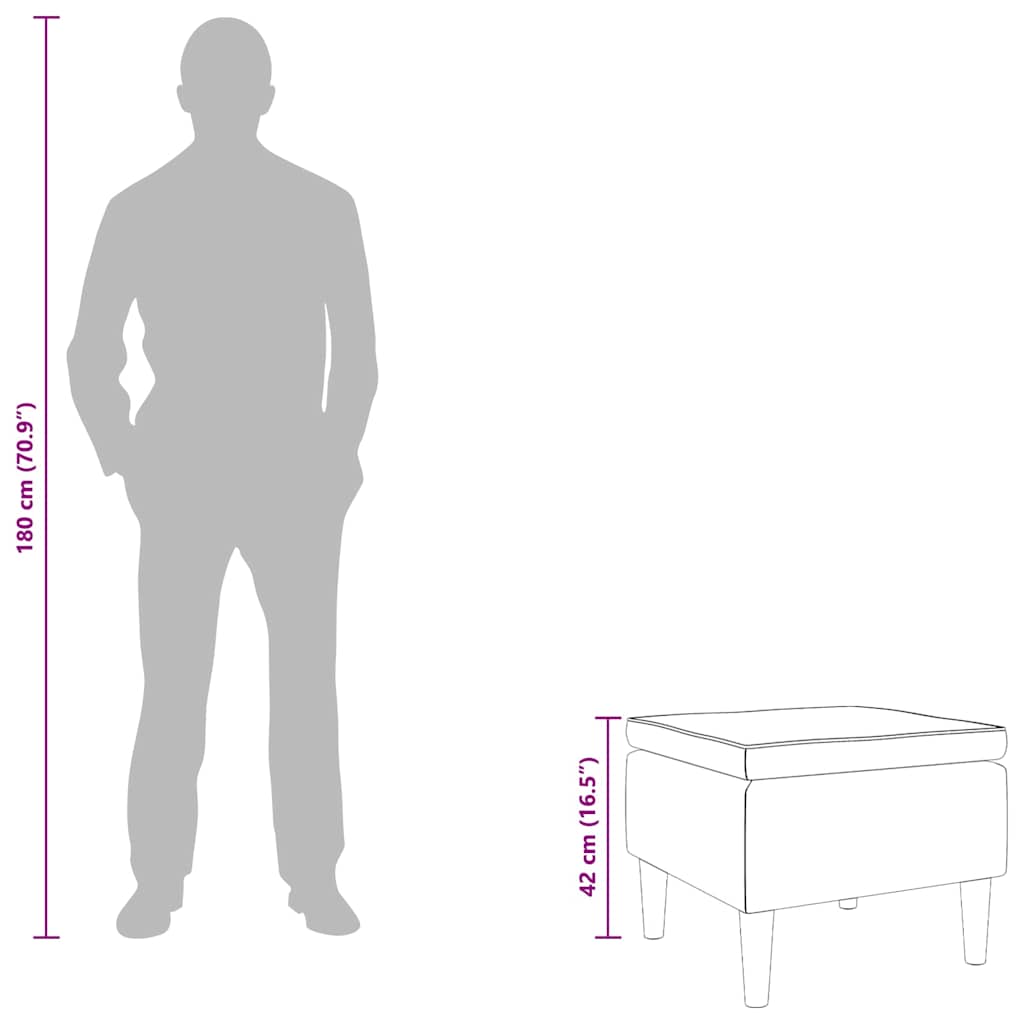 Poggiapiedi con Gambe in Legno Nero in Velluto