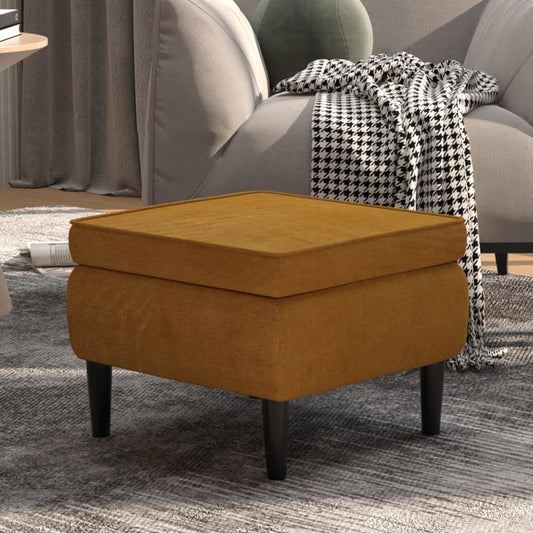 Poggiapiedi con Gambe in Legno Marrone in Velluto - homemem39