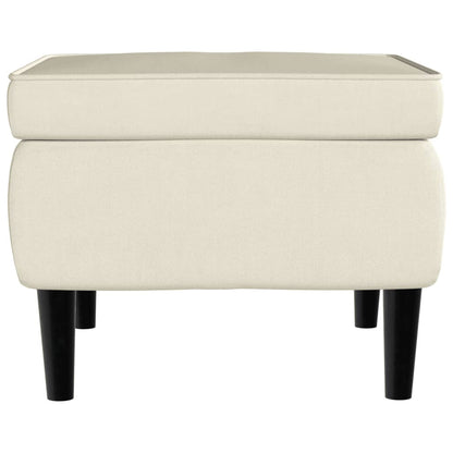 Poggiapiedi con Gambe in Legno Crema in Velluto - homemem39