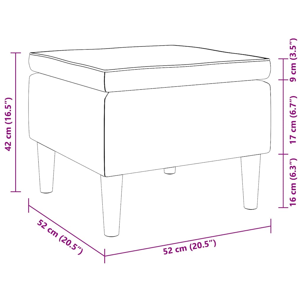 Sgabello con gambe in legno color crema e velluto