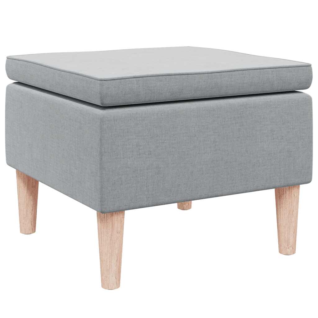Footstool with Light Gray Wooden Legs in Fabric