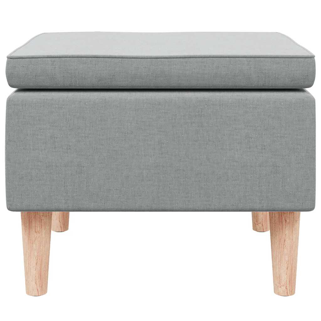 Footstool with Light Gray Wooden Legs in Fabric