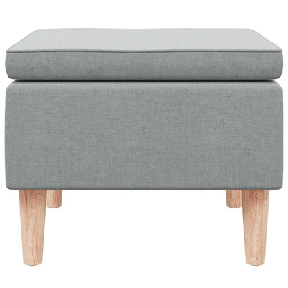 Footstool with Light Gray Wooden Legs in Fabric