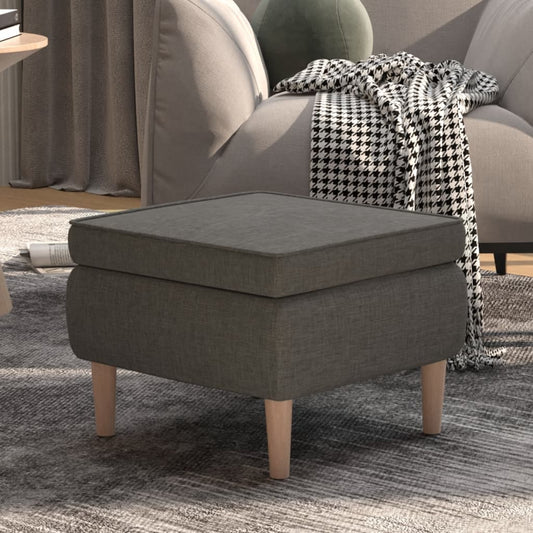 Poggiapiedi con Gambe in Legno Grigio Scuro in Tessuto - homemem39