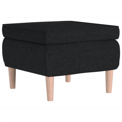Poggiapiedi con Gambe in Legno Nero in Tessuto - homemem39