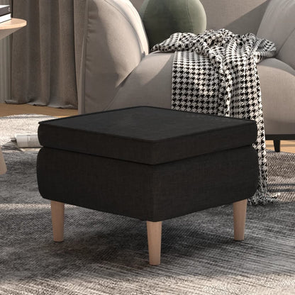 Poggiapiedi con Gambe in Legno Nero in Tessuto - homemem39