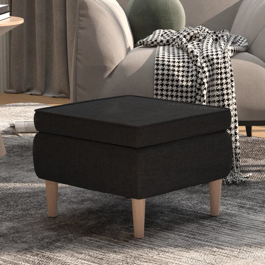 Poggiapiedi con Gambe in Legno Nero in Tessuto - homemem39