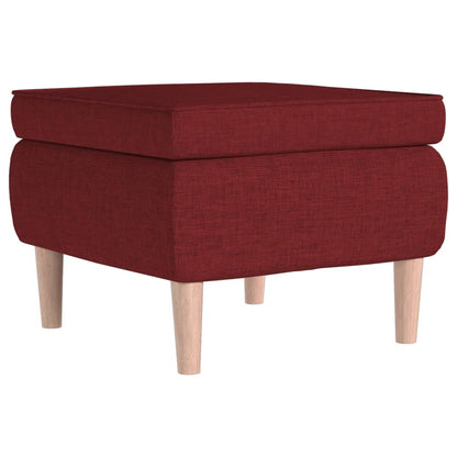 Poggiapiedi con Gambe in Legno Rosso Vino in Tessuto - homemem39