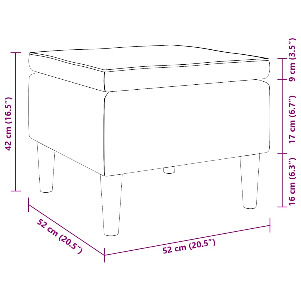 Poggiapiedi con Gambe in Legno Rosso Vino in Tessuto