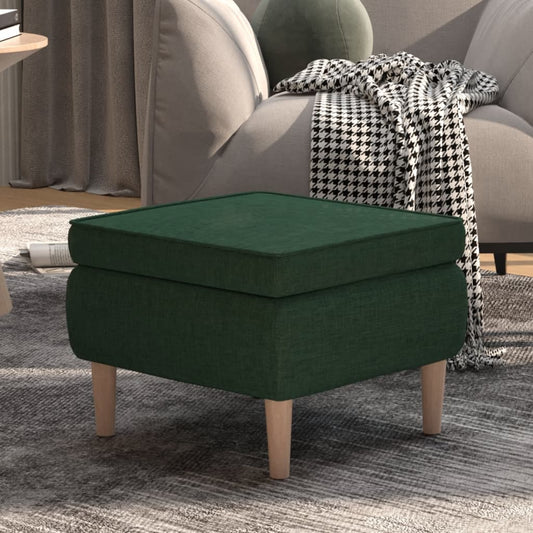 Poggiapiedi con Gambe in Legno Verde Scuro in Tessuto - homemem39