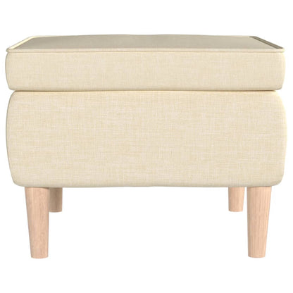 Poggiapiedi con Gambe in Legno Crema in Tessuto - homemem39