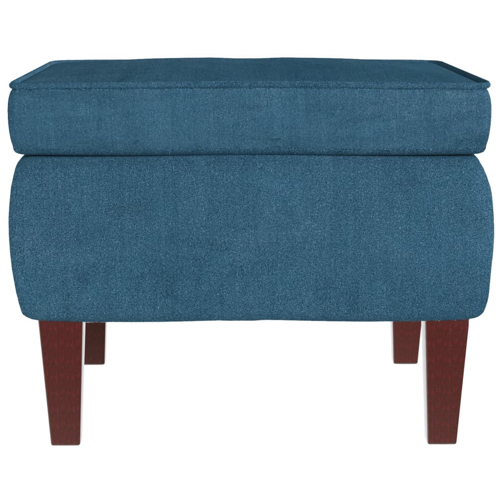 Poggiapiedi con Gambe in Legno Blu in Velluto - homemem39