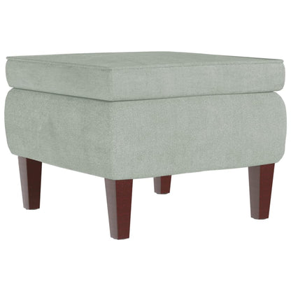 Poggiapiedi con Gambe in Legno Grigio Chiaro in Velluto - homemem39