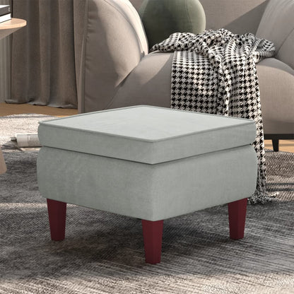 Poggiapiedi con Gambe in Legno Grigio Chiaro in Velluto - homemem39