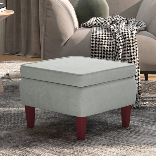 Poggiapiedi con Gambe in Legno Grigio Chiaro in Velluto - homemem39
