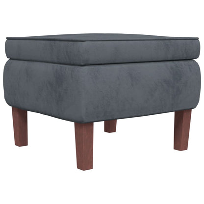 Poggiapiedi con Gambe in Legno Grigio Scuro in Velluto - homemem39