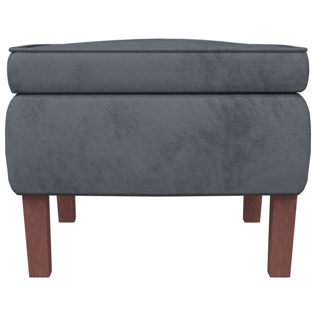 Poggiapiedi con Gambe in Legno Grigio Scuro in Velluto - homemem39