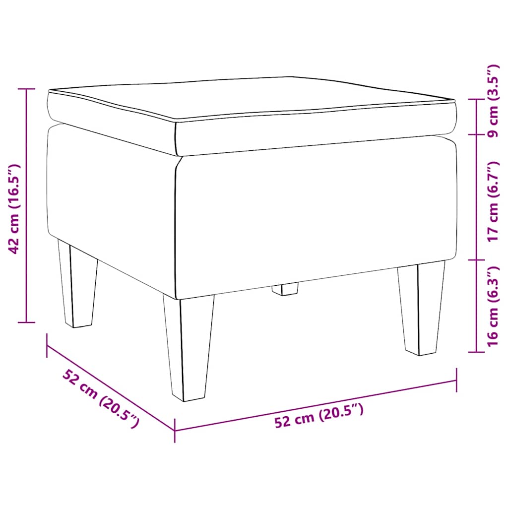 Poggiapiedi con Gambe in Legno Grigio Scuro in Velluto