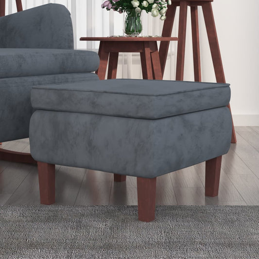 Poggiapiedi con Gambe in Legno Grigio Scuro in Velluto - homemem39