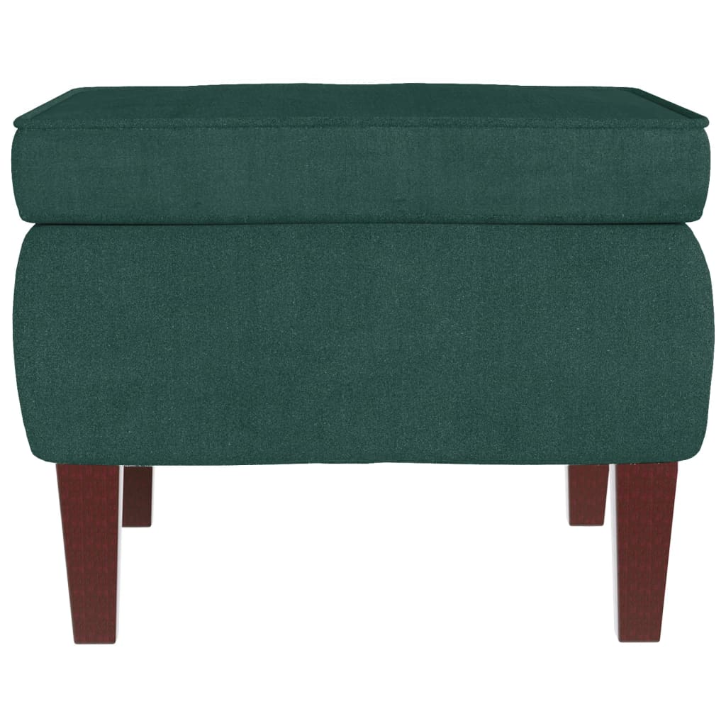 Poggiapiedi con Gambe in Legno Verde Scuro in Velluto - homemem39