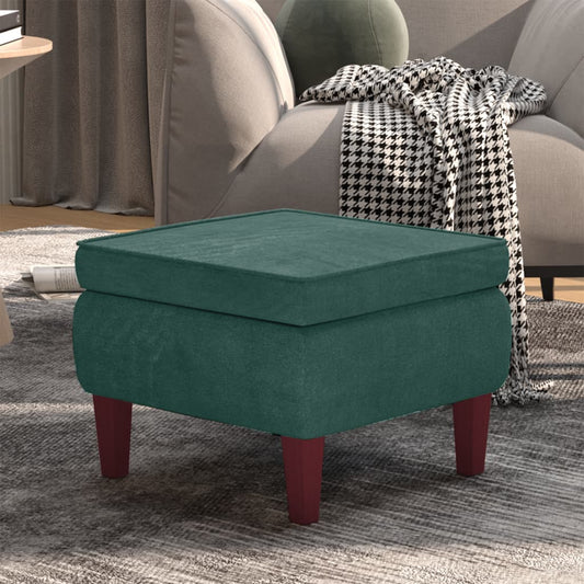Poggiapiedi con Gambe in Legno Verde Scuro in Velluto - homemem39