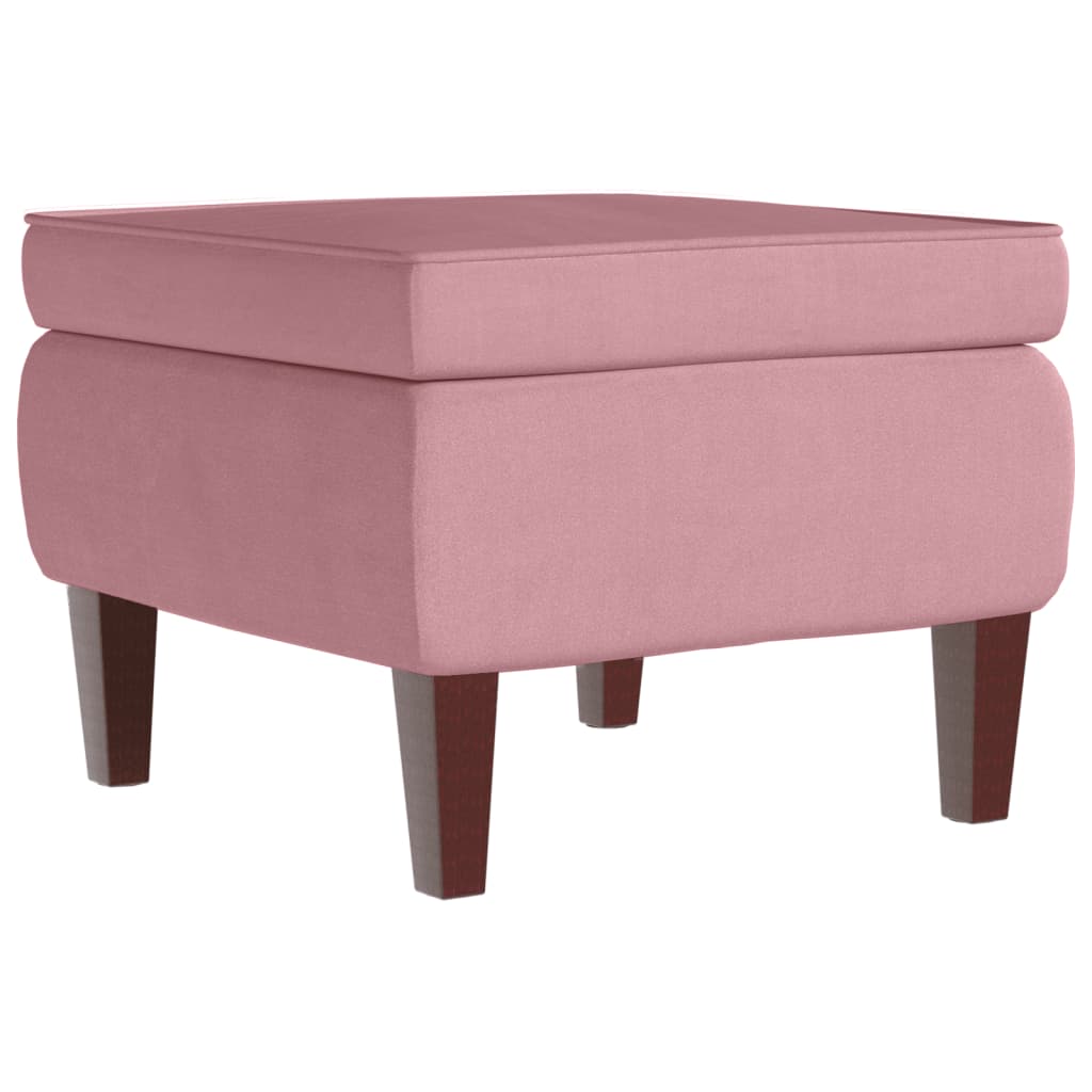 Poggiapiedi con Gambe in Legno Rosa in Velluto - homemem39