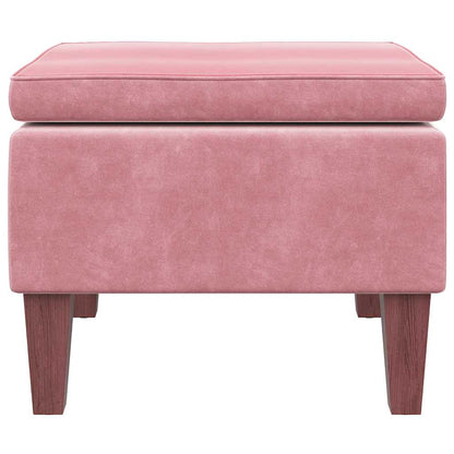 Footstool with Pink Velvet Wooden Legs