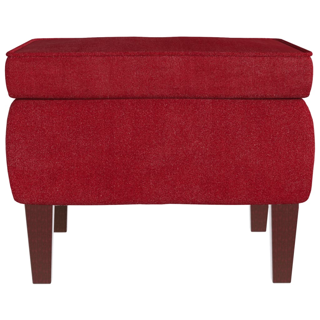 Poggiapiedi con Gambe in Legno Rosso Vino in Velluto - homemem39