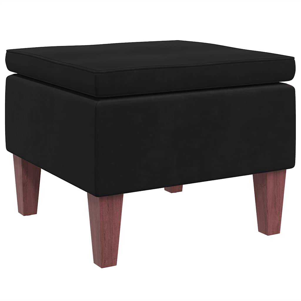 Footstool with Black Velvet Wooden Legs