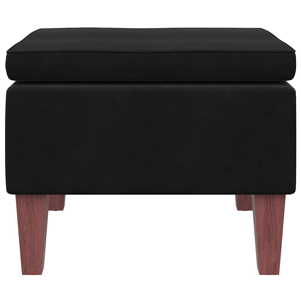 Footstool with Black Velvet Wooden Legs