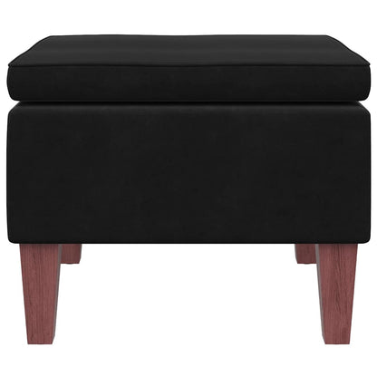 Footstool with Black Velvet Wooden Legs