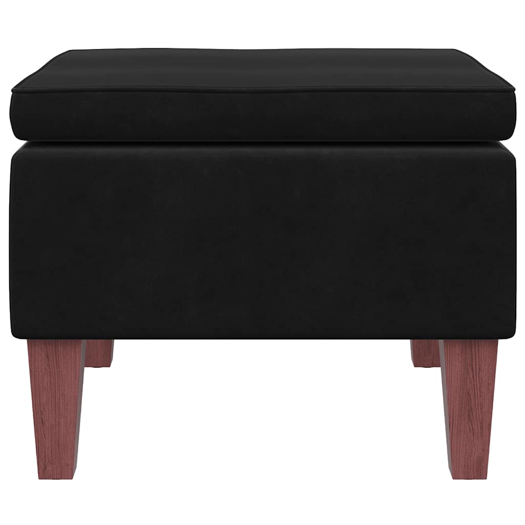Footstool with Black Velvet Wooden Legs