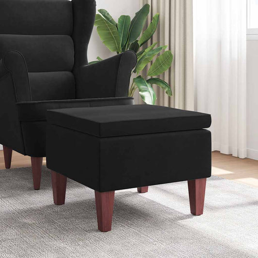 Footstool with Black Velvet Wooden Legs