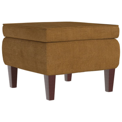 Footstool with Brown Wooden Legs in Velvet